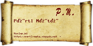 Pártl Máté névjegykártya