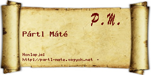 Pártl Máté névjegykártya